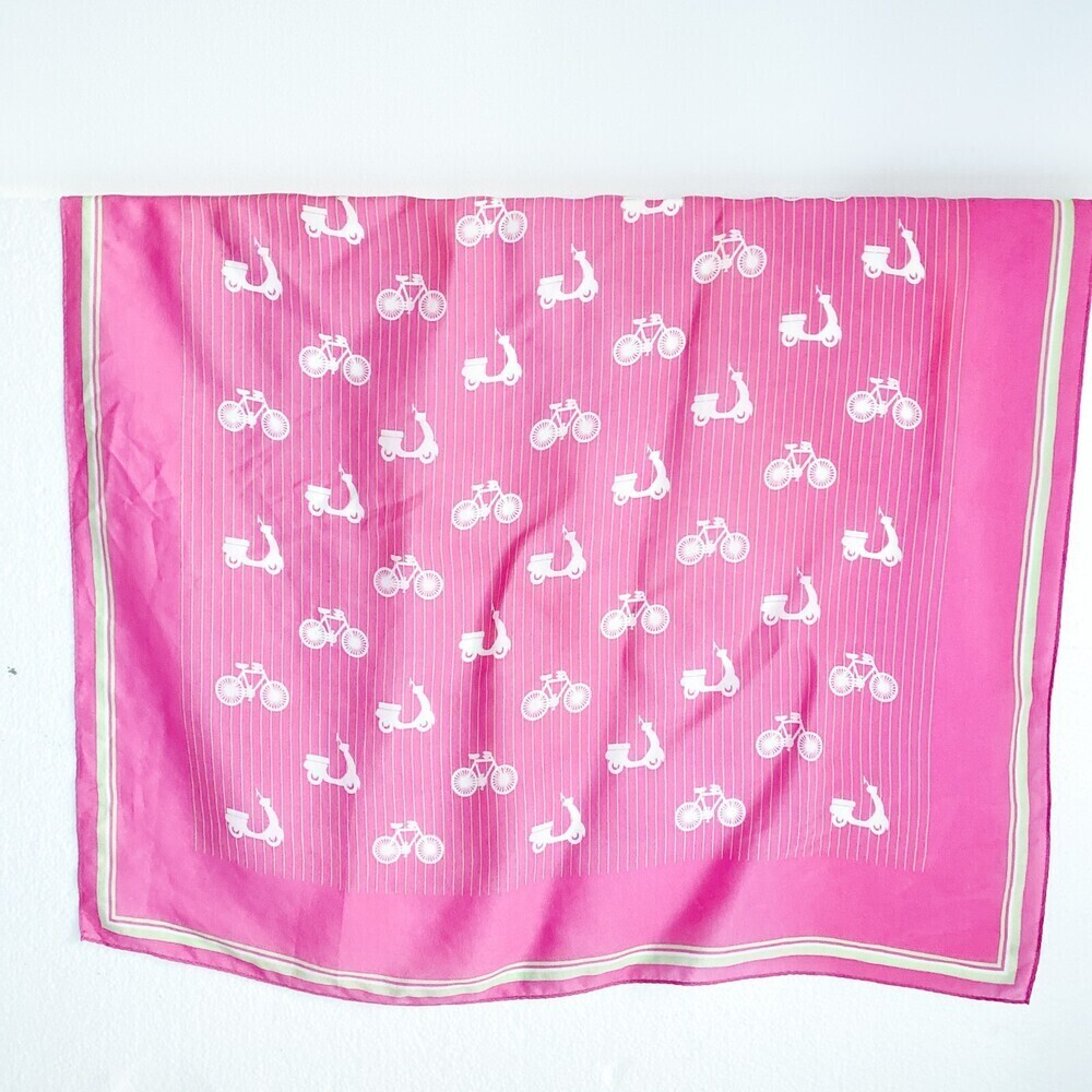 Vintage Dusty Pink Bike Bicycle Print Medium Scarf - Picture 2 of 7